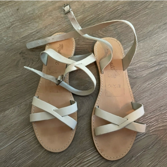 SOLD Madewell The Boardwalk Ankle-Wrap Sandal Leather Strappy Flats - Picture 3 of 8